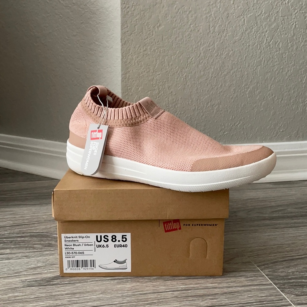 FitFlop Uberknit Slip On Sneakers, Blush, size 8.5